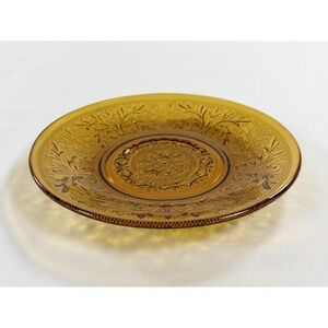 Vintage Anchor Hocking Amber Glass Tiara Daisy Sandwich Plate 5.75" Jewelry Tray